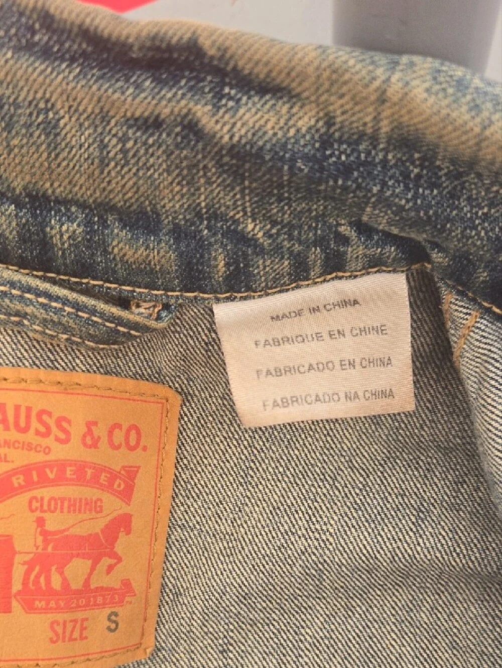 Levi's Dark Blue Distressed Denim Jacket - Picture 5 of 5